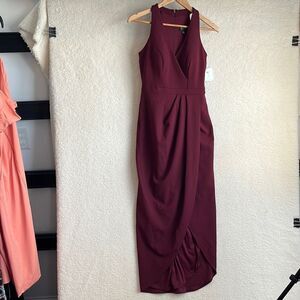 Xscape Dress Womens Size 2 Burgundy Stretch Crepe Tulip Gown